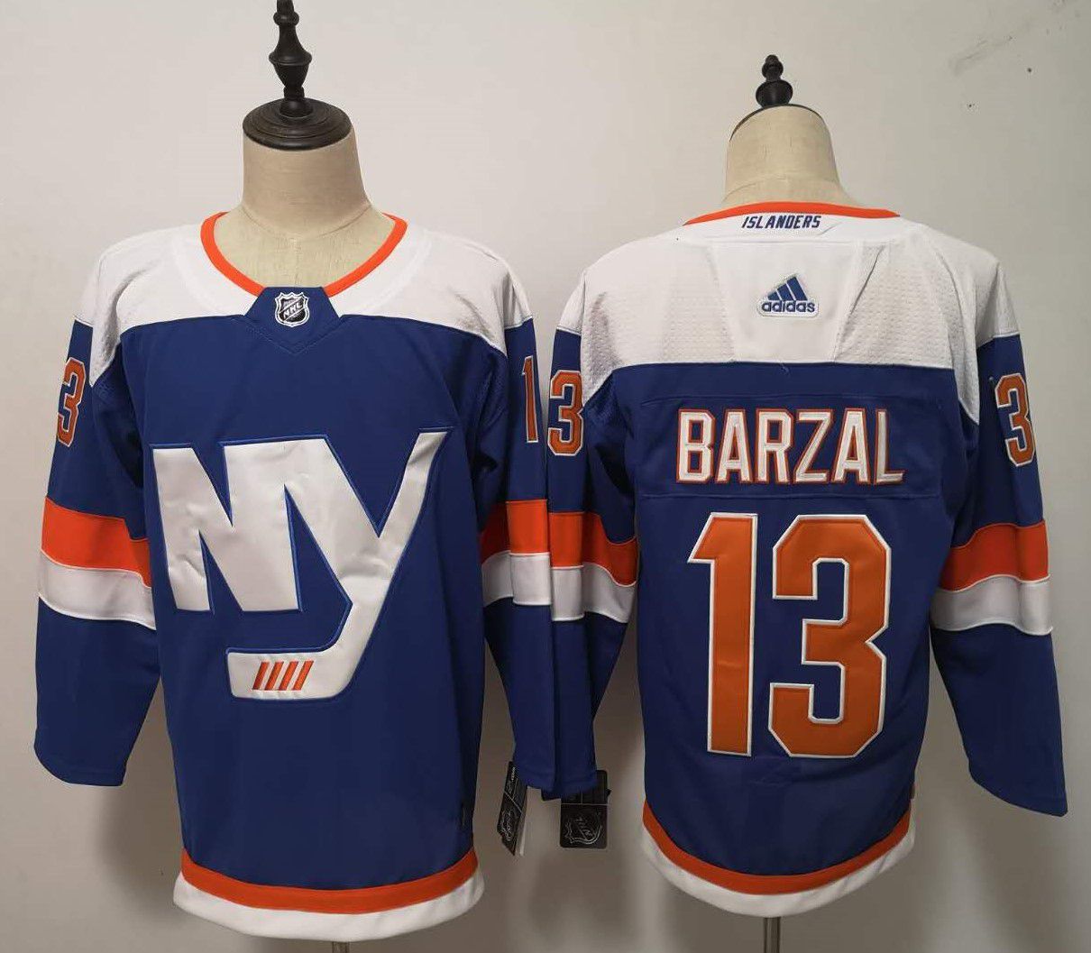 Men New York Islanders #13 Barzal Blue Adidas Alternate Authentic Stitched NHL Jersey